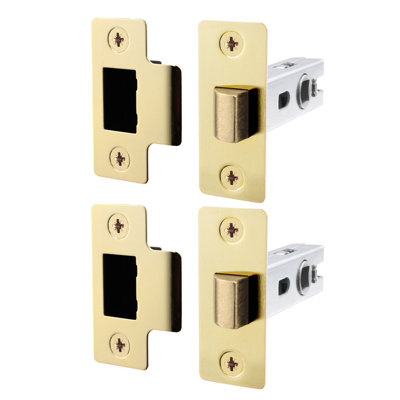 AFIT Brass Tubular Door Latch for Internal Doors - 3 Inch / 76mm - Pack of 2 Satin Brass Tubular Mortice Latches