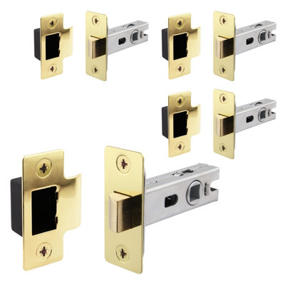 AFIT Brass Tubular Door Latch for Internal Doors - 3 Inch / 76mm - Pack of 4 Polished Brass Tubular Mortice Latches