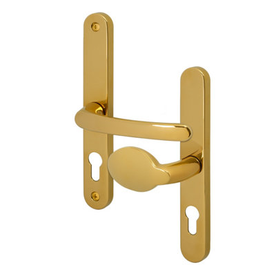 AFIT Brass UPVC Door Handles, Lever Pad Front Door Handles, 68mm PZ Centres, 215mm Screw to Screw, 245x32mm Backplate
