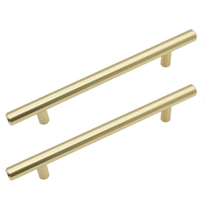 AFIT Brushed Gold T-Bar Cupboard D Handle - 252x12mm 192mm Centres - Pack of 2