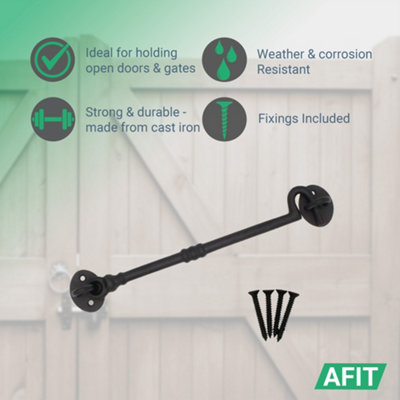 AFIT Cabin Hook PACK of 2 Black Cast Iron 250mm Heavy Duty French ...