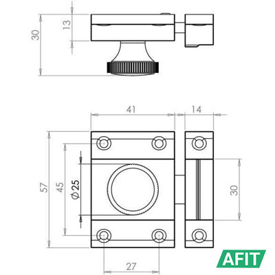 AFIT Cabinet Turn Catch - 57 x 41mm Satin Chrome Door, Cupboard ...