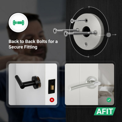 AFIT Chrome Bathroom Door Handle With Satin Nickel Lever for Internal Doors With 64mm Bathroom Lock Boston Range