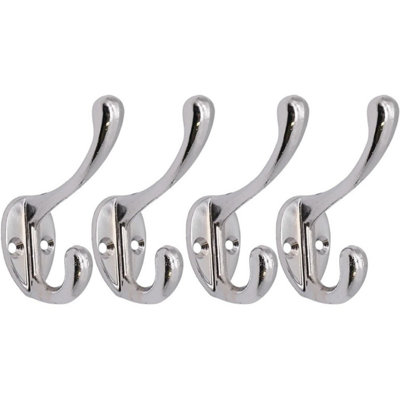 AFIT Chrome Coat Hook Robe Hook Petite Traditional Pattern - Pack of 4 - Polished Chrome