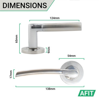 AFIT Chrome Door Handle With Satin Nickel Feature Lever for Internal Doors - Pack 6 - Boston Range