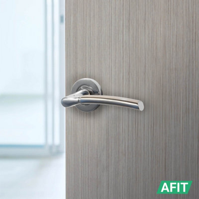 AFIT Chrome Door Handle With Satin Nickel Feature Lever for Internal Doors - Pack 6 - Boston Range