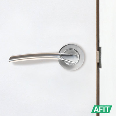 AFIT Chrome Door Handle With Satin Nickel Feature Lever for Internal Doors - Pack 6 - Boston Range