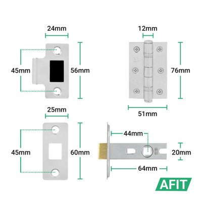 AFIT Chrome Door Handle With Satin Nickel Feature Lever for Internal Doors With 64mm Latch and 76mm Hinges Boston Range