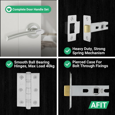 AFIT Chrome Door Handle With Satin Nickel Feature Lever for Internal Doors With 64mm Latch and 76mm Hinges Boston Range