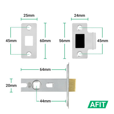 AFIT Chrome Door Handles Round Rose with Latch T-Bar 1 Pair Olvera Range
