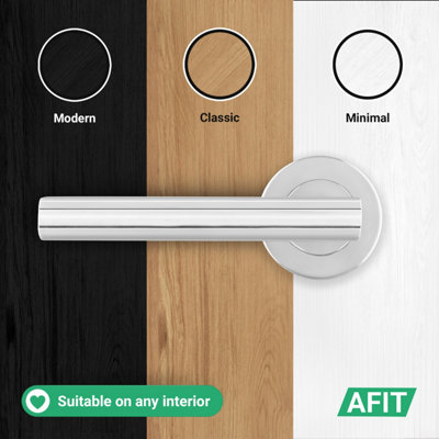 AFIT Chrome Door Handles Round Rose with Latch T-Bar 1 Pair Olvera Range