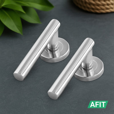 AFIT Chrome Door Handles Round Rose with Latch T-Bar 1 Pair Olvera Range