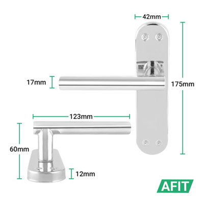 AFIT Chrome Door Handles  T-Bar 1 Pair Olvera Backplate Range