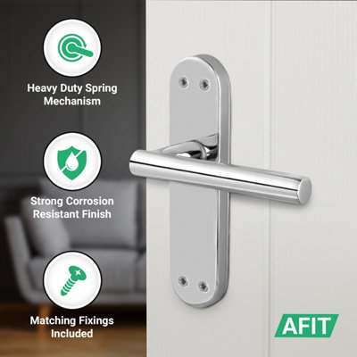 AFIT Chrome Door Handles  T-Bar 1 Pair Olvera Backplate Range