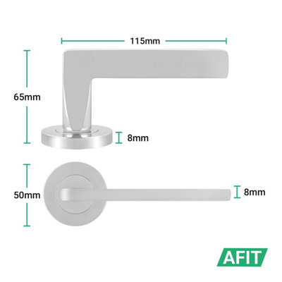 AFIT Chrome Fire Door Handle, Polished Chrome Internal Lever on Rose ...