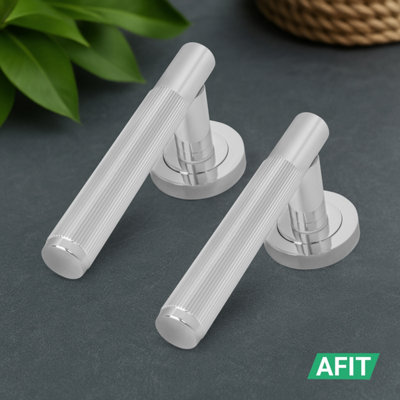 AFIT Chrome Fire Door Handle, Polished Chrome Internal Lever on Rose ...