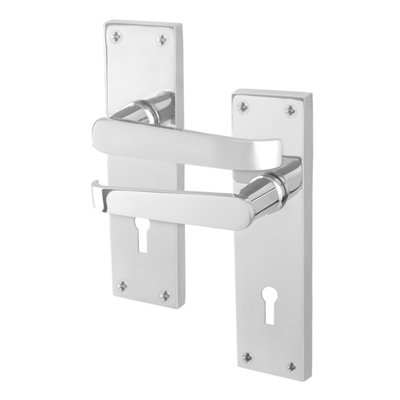 AFIT Chrome Lock Door Handles Set, 1 Pair of Internal Victorian ...