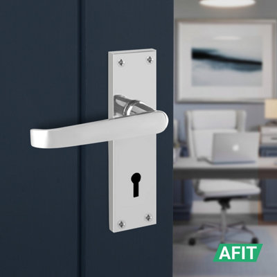 AFIT Chrome Lock Door Handles Set, 1 Pair of Internal Victorian ...
