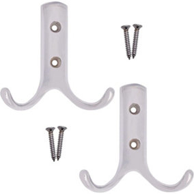 AFIT Chrome Plated Double Robe Hook 70mm - Pack of 2