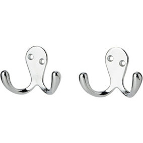 AFIT Chrome Plated Double Robe Hook Twin Robe Hook - Pack of 2
