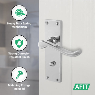 AFIT Chrome Scroll Door Handles Bathroom Set, 1 Pair of Internal ...