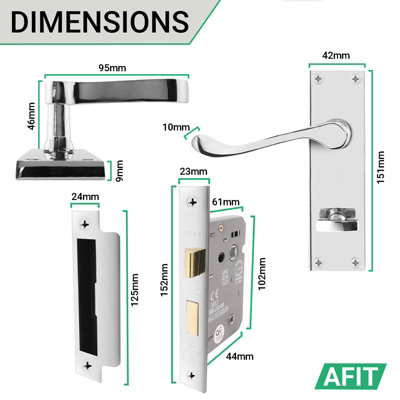 AFIT Chrome Scroll Door Handles Bathroom Set, 1 Pair of Internal ...