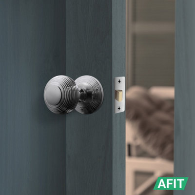 AFIT Chrome Tubular Door Latch for Internal Doors - 2.5 Inch / 64mm - Pack of 2 Polished Chrome Tubular Mortice Latches