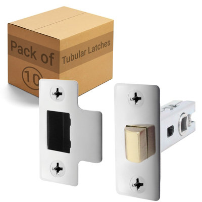 AFIT Chrome Tubular Door Latch for Internal Doors - 3 Inch / 76mm - Pack of 10 Polished Chrome Tubular Mortice Latches