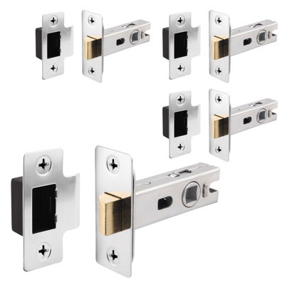 AFIT Chrome Tubular Door Latch for Internal Doors - 3 Inch / 76mm - Pack of 4 Polished Chrome Tubular Mortice Latches