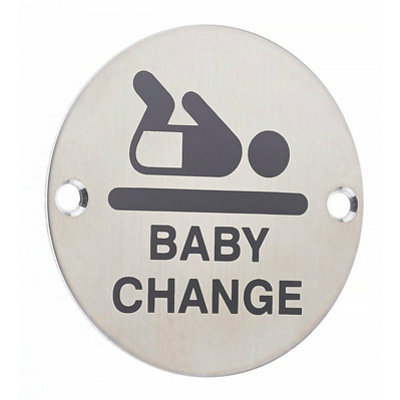 AFIT Circular Baby Change Sign 76mm x 1.5mm Screw Fixed