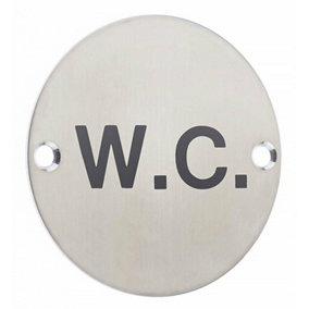AFIT Circular WC Sign 76mm x 1.2mm Screw Fixed