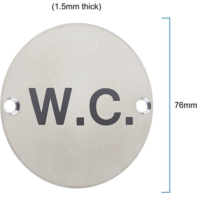 AFIT Circular WC Sign 76mm x 1.2mm Screw Fixed