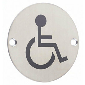 AFIT  Circular Wheelchair Sign 76mm x 1.5mm Screw Fixed