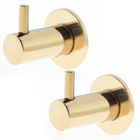 AFIT Cubicle Hook On Rose - 46mm Projection 19mm Bar - PVD Brass - Pack of 2