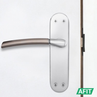 AFIT Door Handle & Latch Set - Duo Finish - 4 Pairs Satin Nickel & Polished Chrome Lever Latch Handle with Latch (64mm)