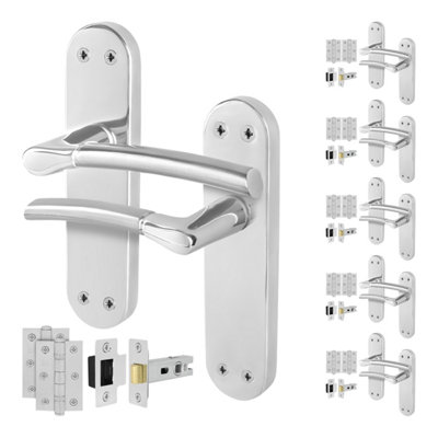 AFIT Door Handle Latch Set - Duo Finish - 6 Pairs Satin Nickel ...