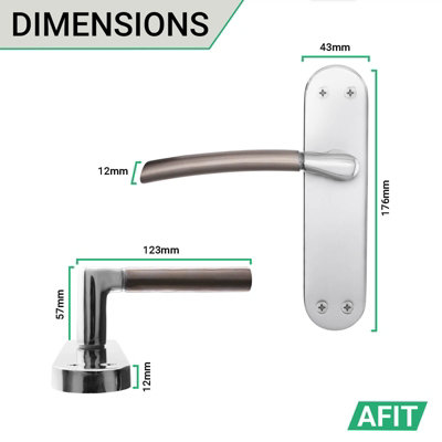 AFIT Door Handles - Duo Finish - 5 Pairs Satin Nickel & Polished Chrome Internal Lever Latch Handle on Backplate