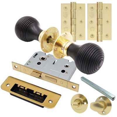 AFIT Ebony Beehive Reeded Door Knob Set - Bathroom Pack Price Comparisons | Compare The Build