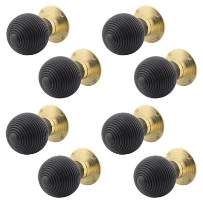 AFIT Ebony Wood Door Knobs  - 4 Pairs of Mortice Knobs (55mm) for Internal Doors