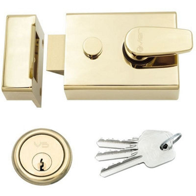 AFIT Electro Brass Nightlatch Front Door Lock 3 Keys - 60mm Key Centre 92x70x27mm Case