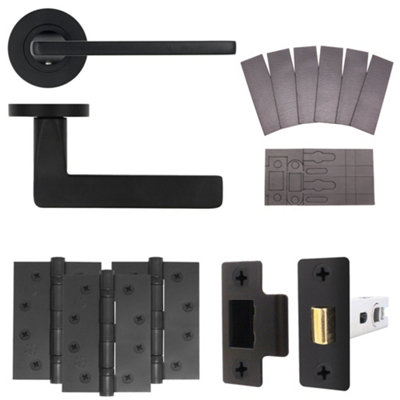AFIT EuroTec Black Lever on Rose Fire Door Handle Pack - Latch