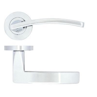 AFIT EuroTec-Plus Fire Door Handle on Rose - Polished Chrome - FD30/60