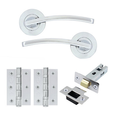 AFIT EuroTec-Plus Polished Chrome Lever on Rose Door Handle Pack - Latch