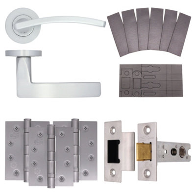 AFIT EuroTec-Plus Satin Chrome Lever on Rose Fire Door Handle Pack - Latch - FD30/60