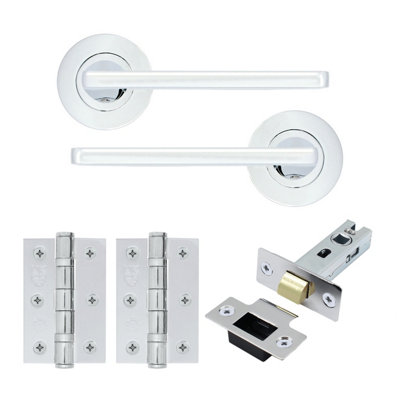 AFIT EuroTec Polished Chrome Lever on Rose Door Handle Pack - Latch