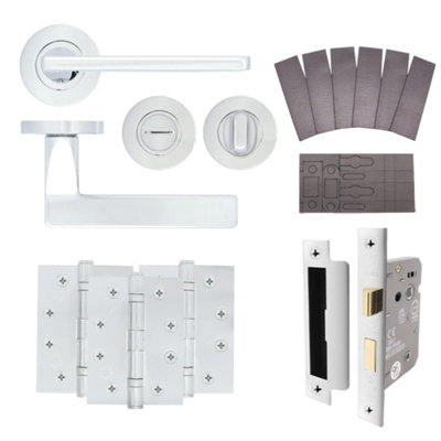 AFIT EuroTec Polished Chrome Lever on Rose Fire Door Handle Pack - Bathroom