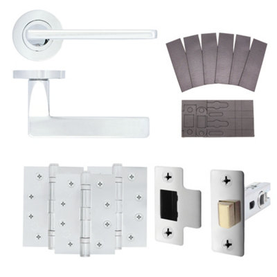 AFIT EuroTec Polished Chrome Lever on Rose Fire Door Handle Pack - Latch