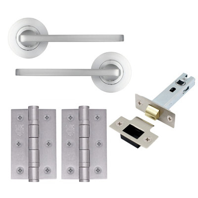 AFIT EuroTec Satin Chrome Lever on Rose Door Handle Pack - Latch