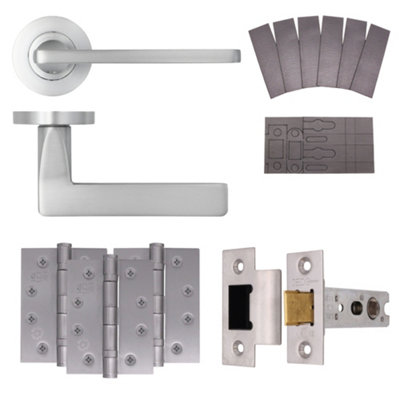 AFIT EuroTec Satin Chrome Lever on Rose Fire Door Handle Pack - Latch
