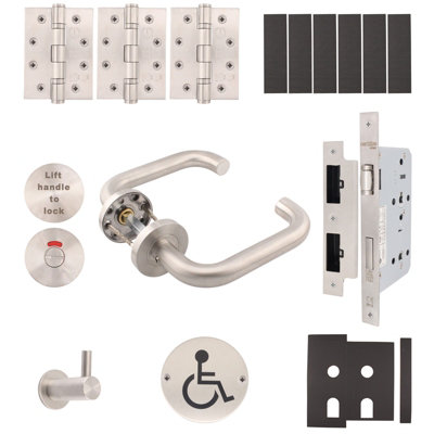 AFIT Fire Door Kit - Lift To Lock Cubicle Kit - Heavy Duty - Satin Stainless Steel